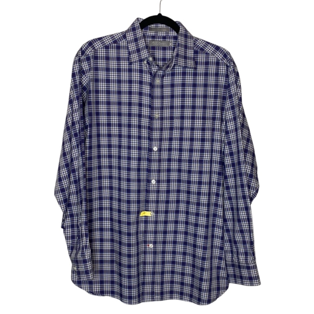 Daniel Cremieux Signature Collection Blue/Gray Plaid Long Sleeve Button Down M